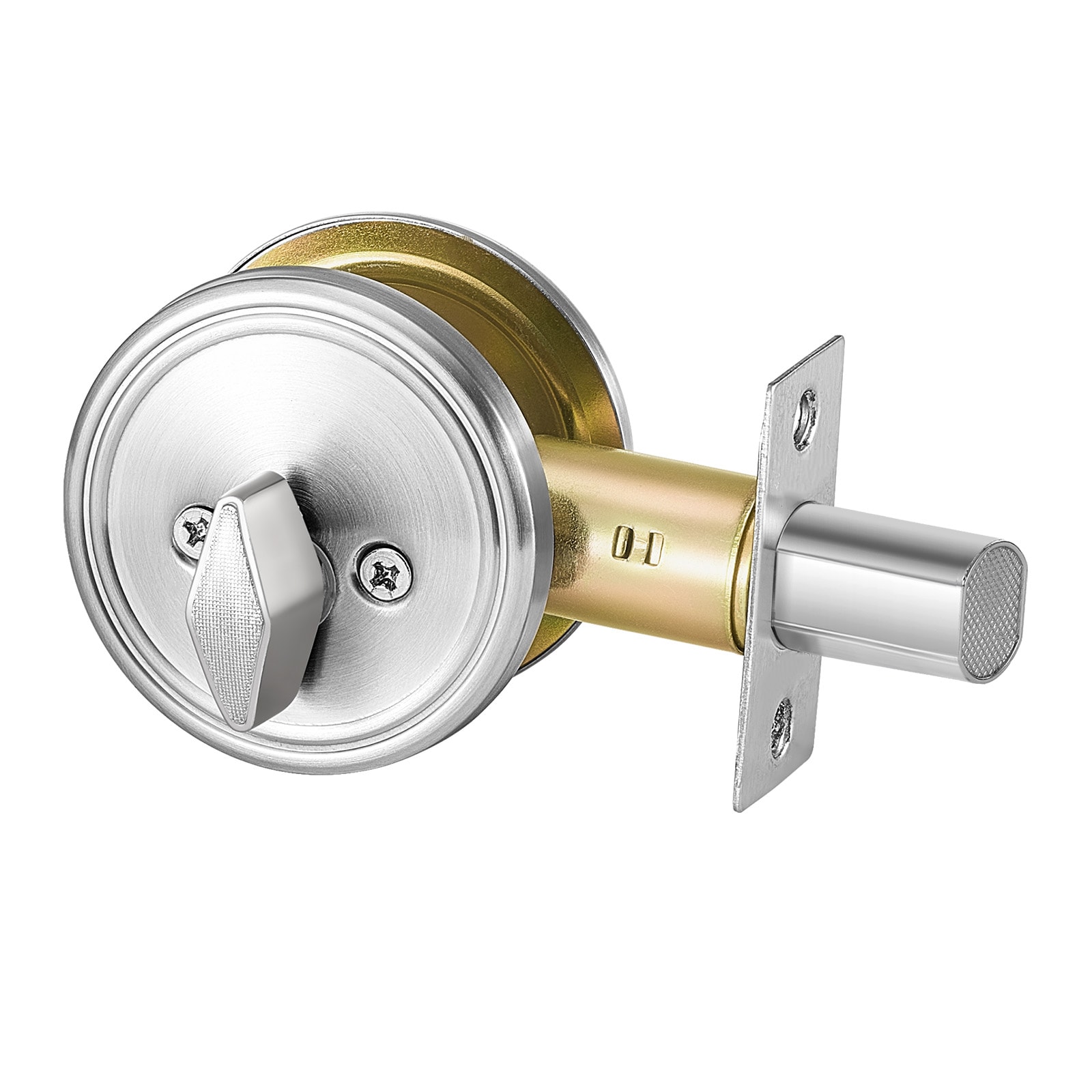 Deadbolt Lock Round Single Cylinder Dead Bolt Keyed 1 Side Satin Nickel 3 Keys_voghion.com